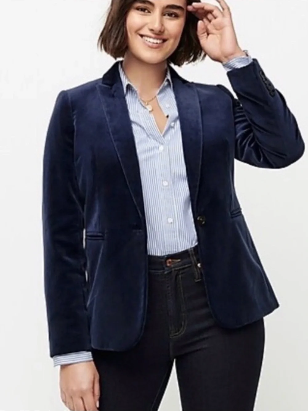 J. Crew Parke Velvet Midnight Blue Blazer Suit Jacket size 14